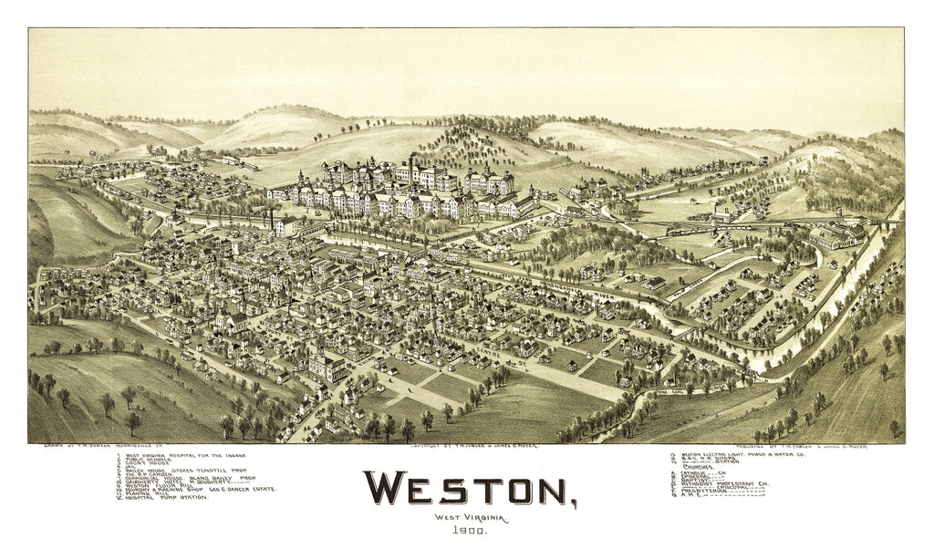 Vintage Map of Weston, West Virginia 1900