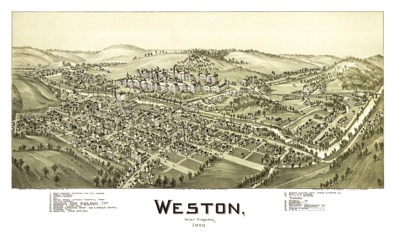 Vintage Map of Weston, West Virginia 1900