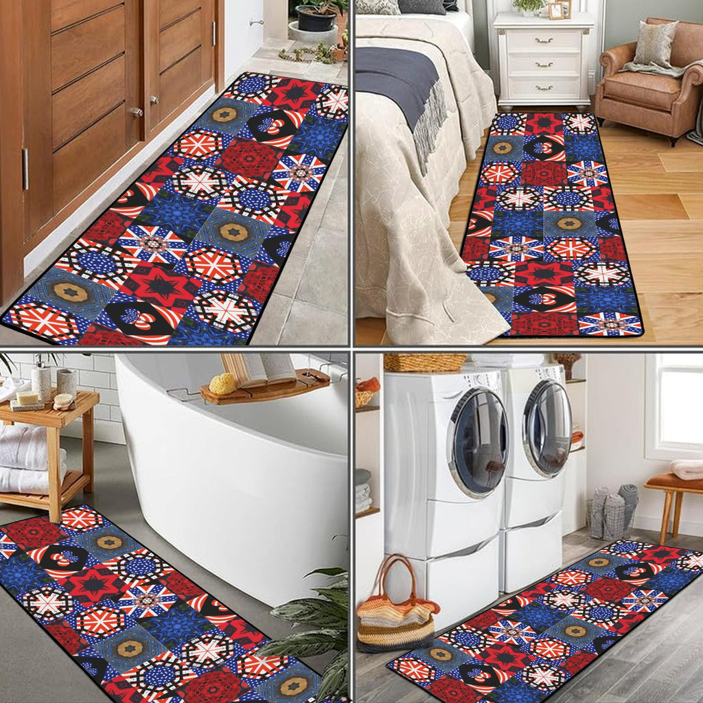 4th of July Blocks Area Rug with Black Binding (Made in USA)