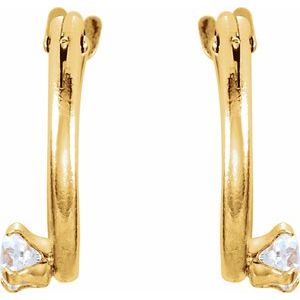 14K Yellow Gold Imitation White Cubic Zirconia 10.5 mm Hoop Earrings – image 2