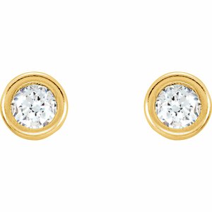 14K Yellow Gold 3 mm Imitation White Cubic Zirconia Youth Bezel Stud Earrings – image 2