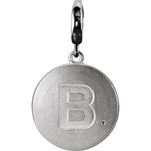 Sterling Silver 1 mm Round Accented Initial B Charm/Pendant Mounting
