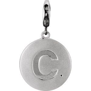 14K White Gold 1 mm Round Accented Initial C Charm/Pendant Mounting