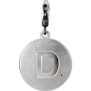 14K White Gold 1 mm Round Accented Initial D Charm/Pendant Mounting