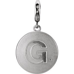 14K White Gold 1 mm Round Accented Initial G Charm/Pendant Mounting