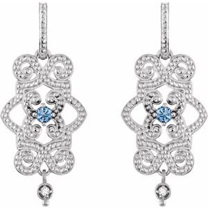 Sterling Silver Natural Tanzanite & .03 CTW Natural Diamond Granulated Earrings – image 2