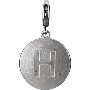 14K White Gold 1 mm Round Accented Initial H Charm/Pendant Mounting