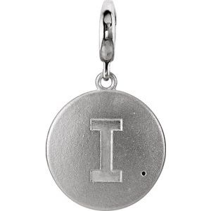 Sterling Silver 1 mm Round Accented Initial I Charm/Pendant Mounting
