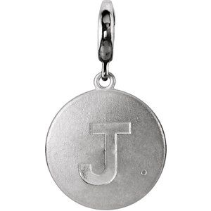 14K White Gold 1 mm Round Accented Initial J Charm/Pendant Mounting