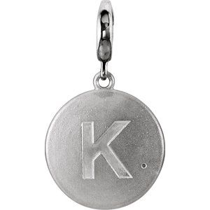 14K White Gold 1 mm Round Accented Initial K Charm/Pendant Mounting