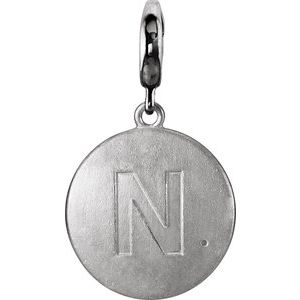 14K White Gold 1 mm Round Accented Initial N Charm/Pendant Mounting