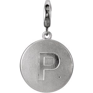 Sterling Silver 1 mm Round Accented Initial P Charm/Pendant Mounting
