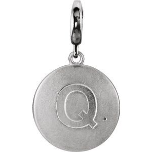 Sterling Silver 1 mm Round Accented Initial Q Charm/Pendant Mounting