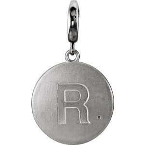 14K White Gold 1 mm Round Accented Initial R Charm/Pendant Mounting