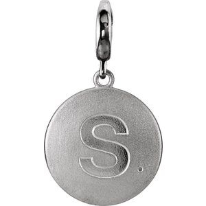 14K White Gold 1 mm Round Accented Initial S Charm/Pendant Mounting