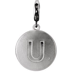 14K White Gold 1 mm Round Accented Initial U Charm/Pendant Mounting
