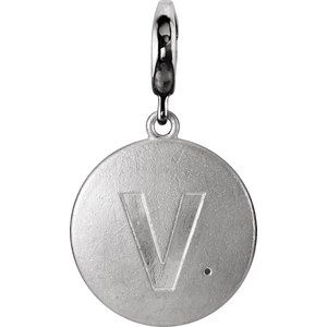 Sterling Silver 1 mm Round Accented Initial V Charm/Pendant Mounting