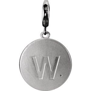 14K White Gold 1 mm Round Accented Initial W Charm/Pendant Mounting