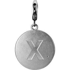14K White Gold 1 mm Round Accented Initial X Charm/Pendant Mounting