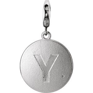 14K White Gold 1 mm Round Accented Initial Y Charm/Pendant Mounting