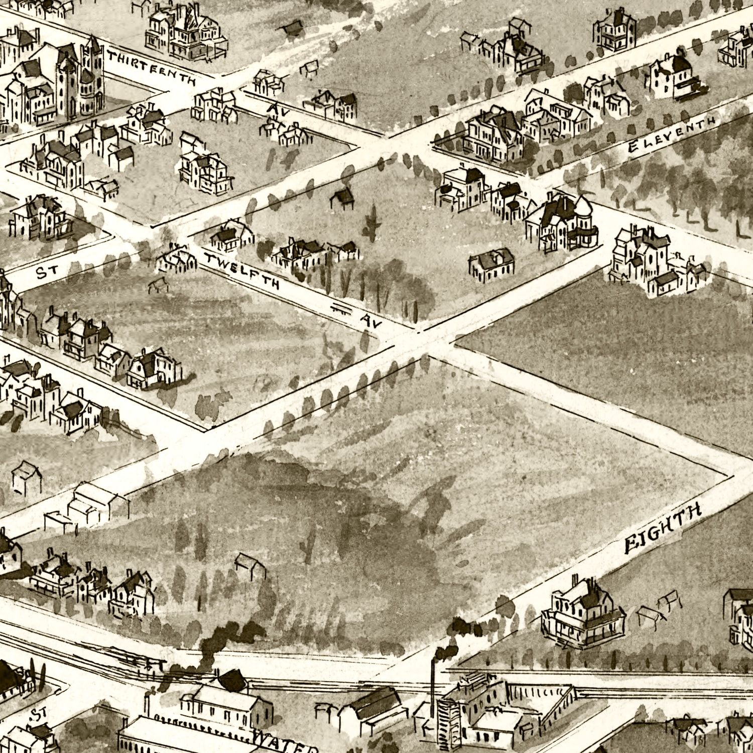 Vintage Map of Hickory, North Carolina 1907
