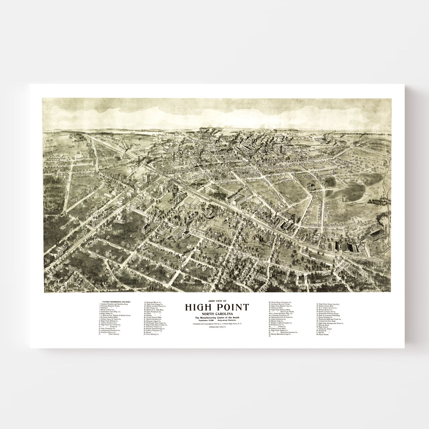 Vintage Map of High Point, North Carolina 1913