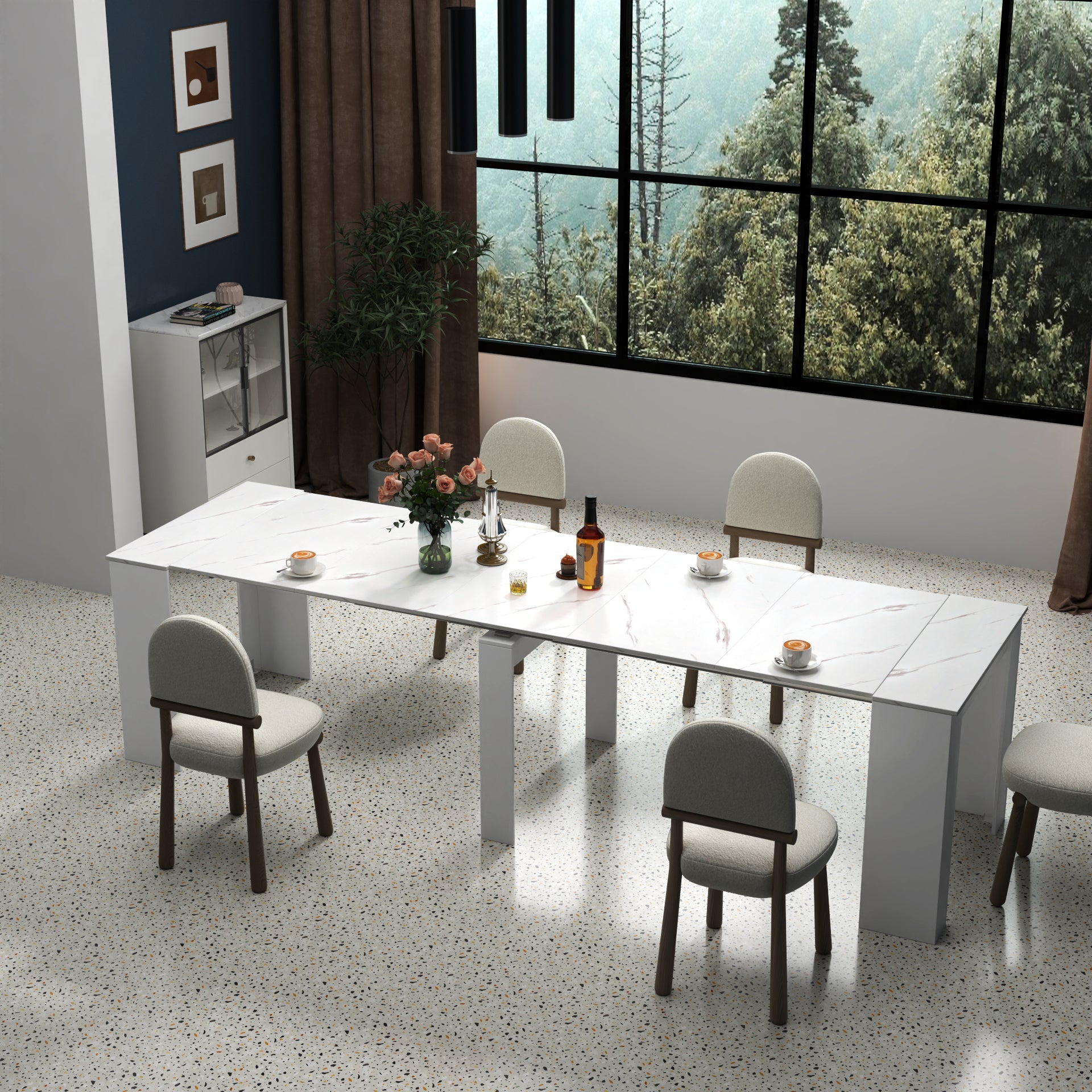 Multifunctional extendable console table