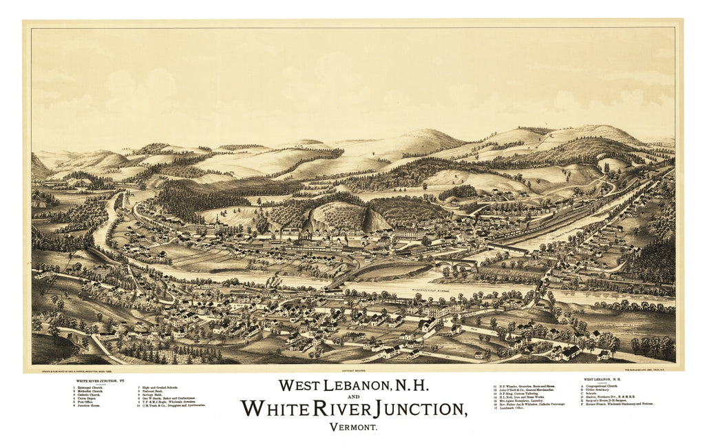 Vintage Map of West Lebanon, New Hampshire 1889