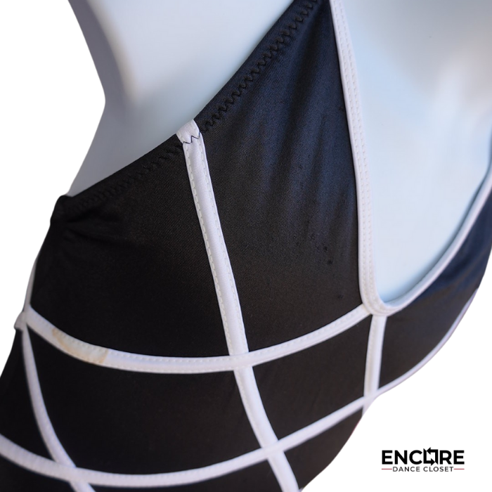Black Leotard Dress with White Piping
