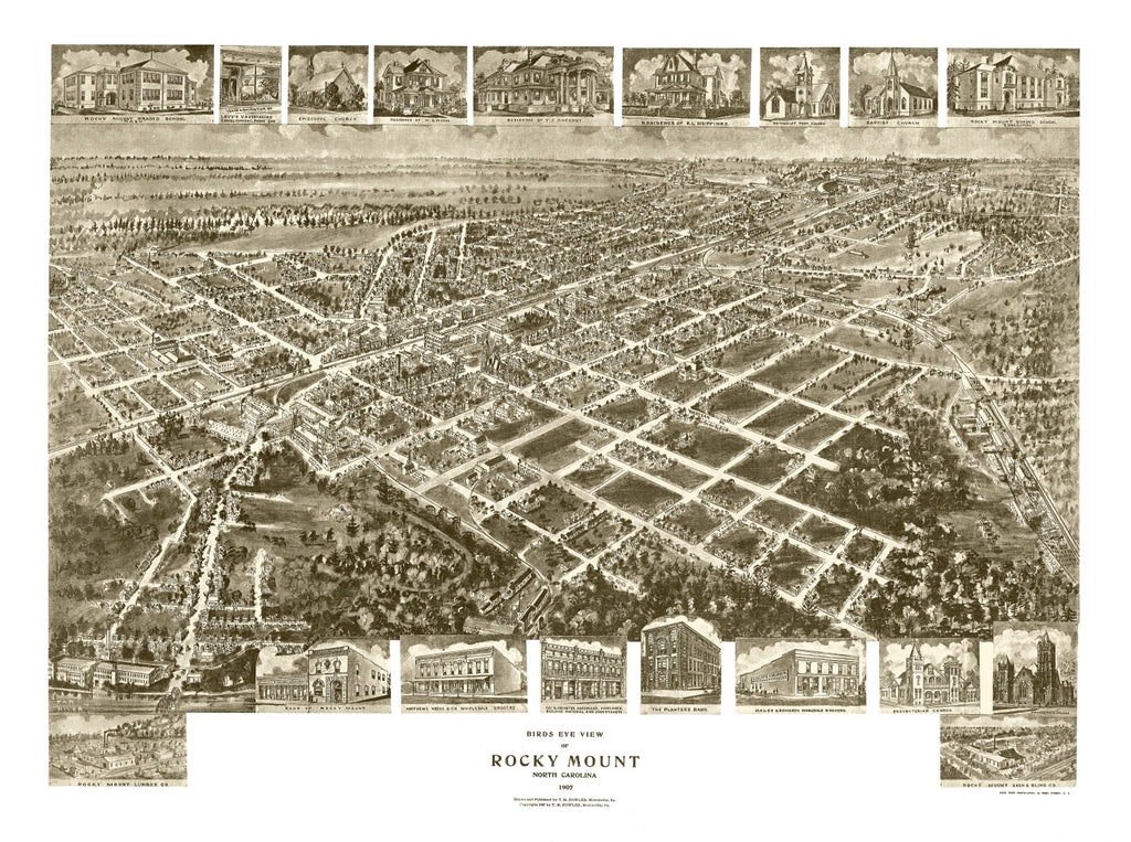 Vintage Map of Rocky Mount, North Carolina 1907