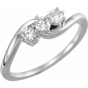 14K White Gold 1/3 CTW Lab-Grown Diamond Three-Stone Ring