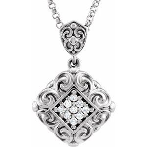 14K White Gold 1/8 CTW Natural Diamond 18" Necklace