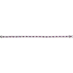 14K White Gold Lab-Grown Ruby & 1/10 CTW Natural Diamond Line 7" Bracelet