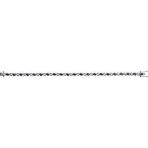 14K White Gold Lab-Grown Blue Sapphire & 1/10 CTW Natural Diamond Line 7" Bracelet