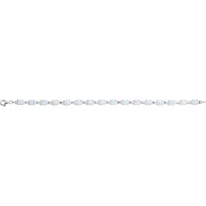 14K White Gold Lab-Grown White Opal Line 7" Bracelet – image 2