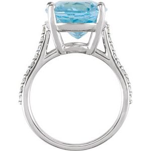 14K White Gold Natural Sky Blue Topaz & 1/4 CTW Natural Diamond Ring