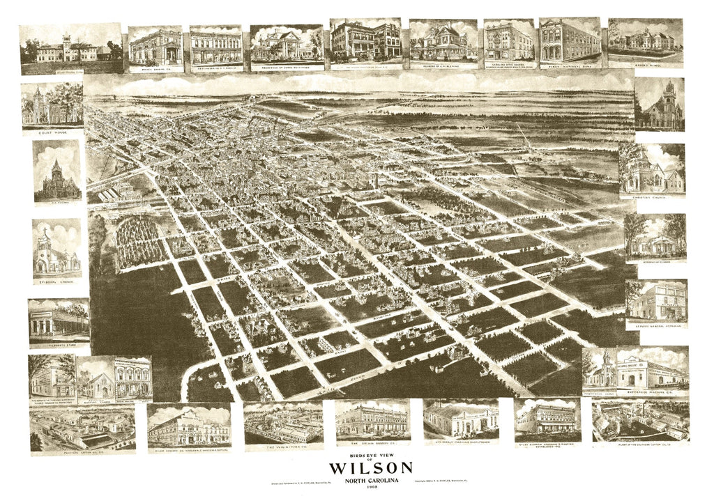 Vintage Map of Wilson, North Carolina 1908