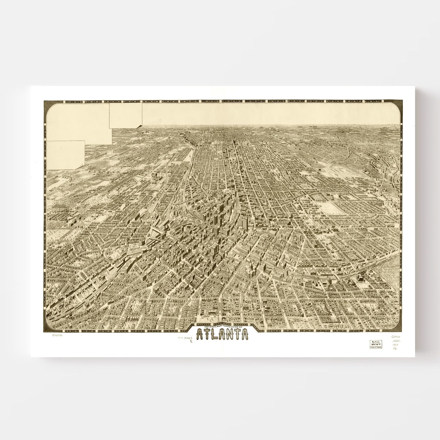 Vintage Map of Atlanta, Georgia 1919