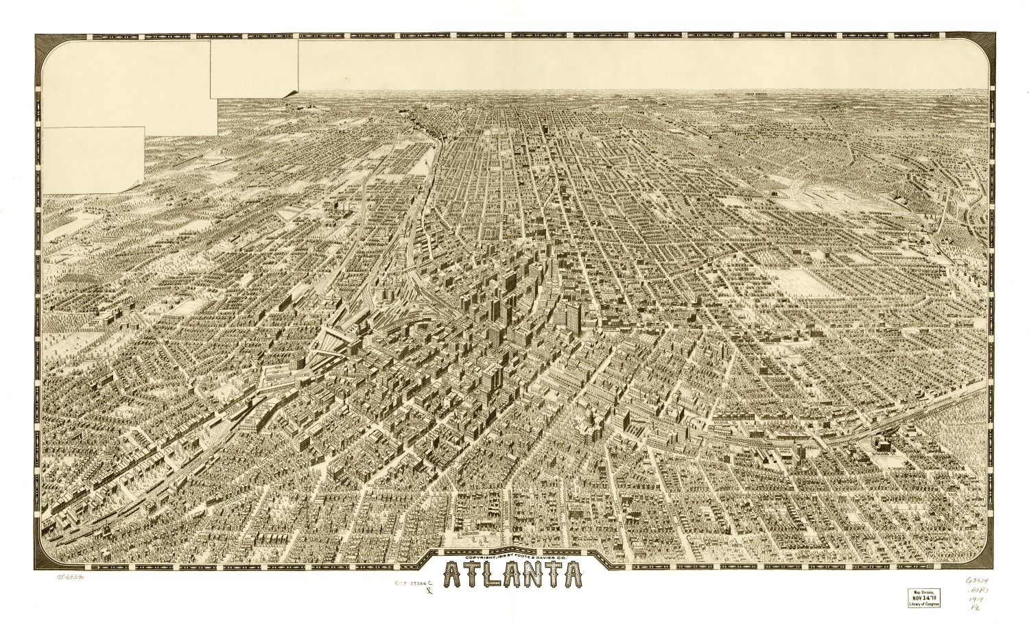 Vintage Map of Atlanta, Georgia 1919