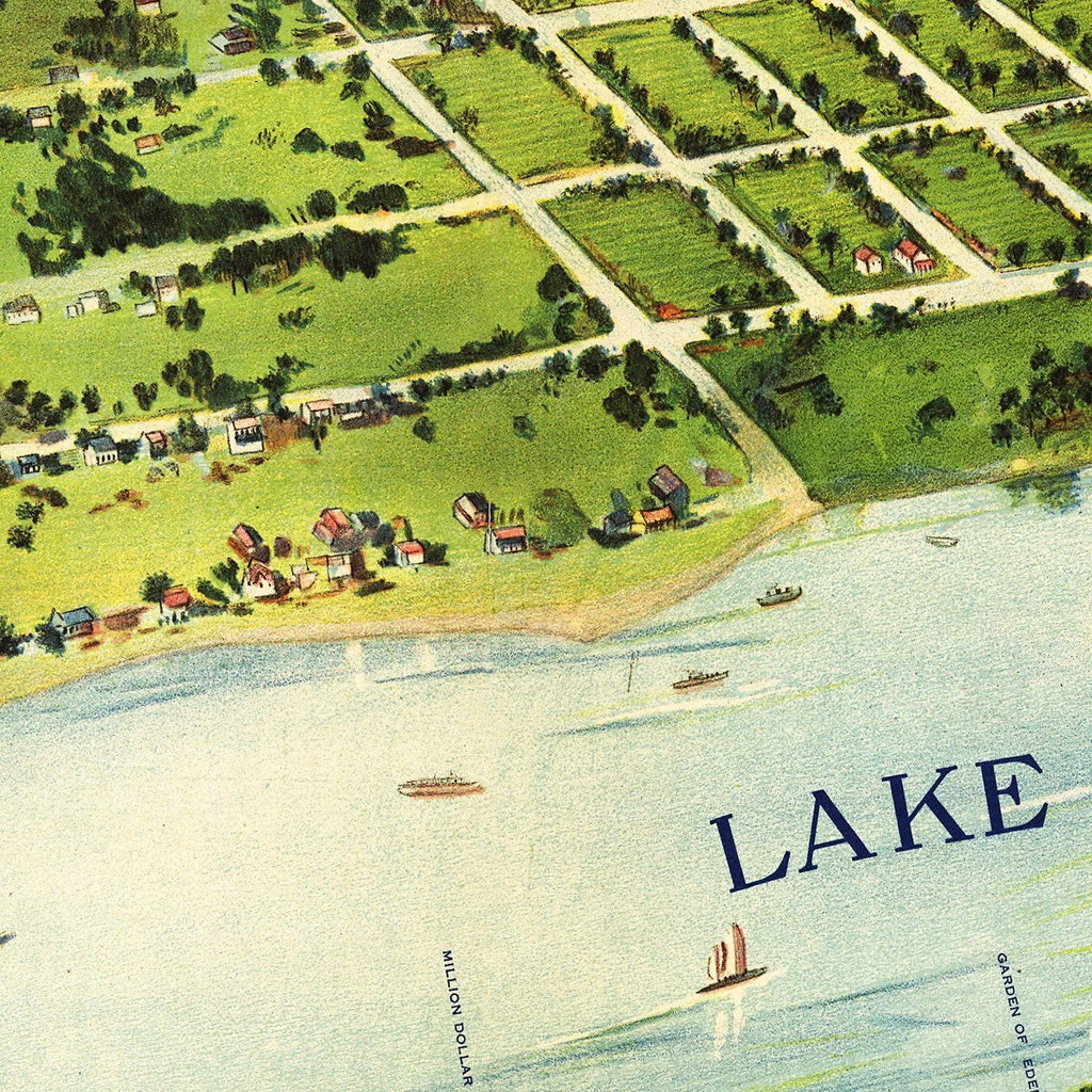 Vintage Map of Palm Beach & Lake Worth, Florida 1915