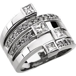 14K White Gold 1 1/3 CTW Natural Diamond Right Hand Ring