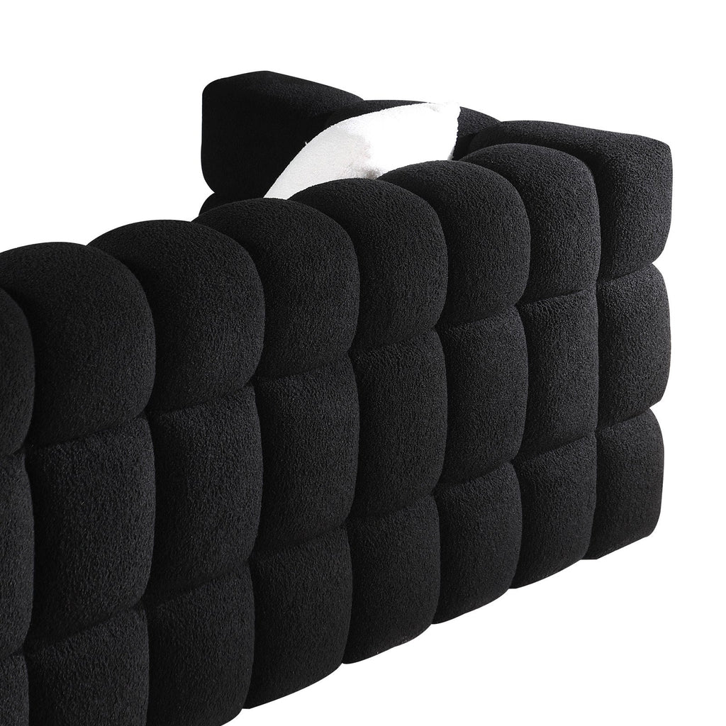 84.3 length ,35.83' deepth ,human body structure for USA people,  marshmallow sofa,boucle sofa ,black color,3 seater