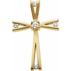 14K Yellow Gold .07 CTW Natural Diamond Cross Pendant