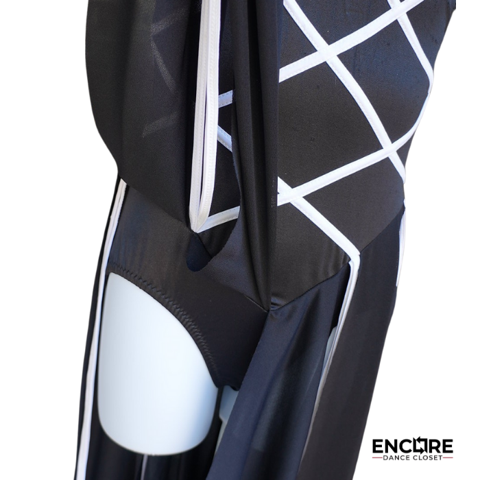 Black Leotard Dress with White Piping