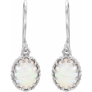 14K White Gold Natural White Opal Earrings – image 2