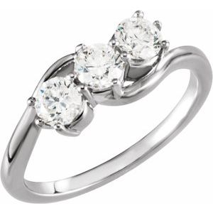 14K White Gold 1 CTW Lab-Grown Diamond Three-Stone Ring