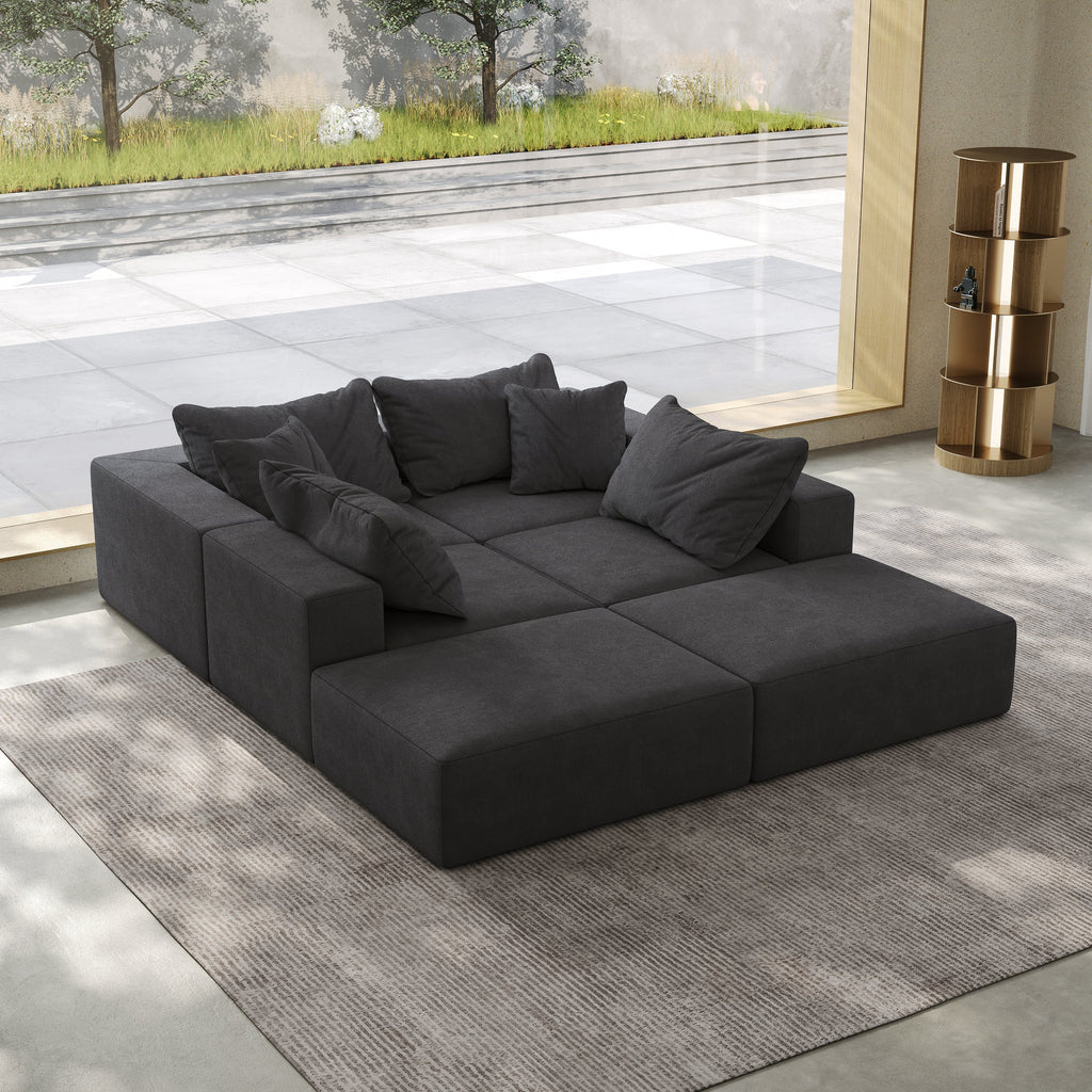 Oversized sponge cloud sofa,Modern Upholstered Sectional Sofa Couch Set,Modular 162' L Shaped Sectional Living Room Sofa Set With 6 Pillows,Free Combination Sofa Couch for Living Room,Bedroom