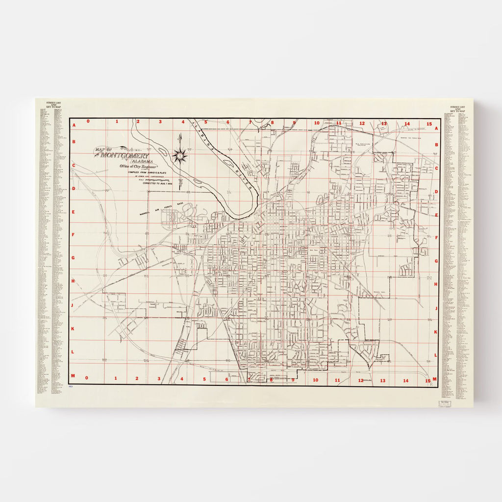 Vintage Map of Montgomery, Alabama 1956
