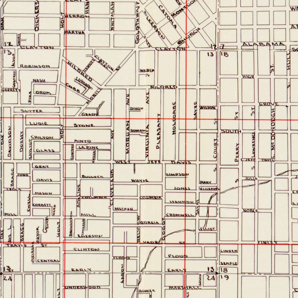 Vintage Map of Montgomery, Alabama 1956