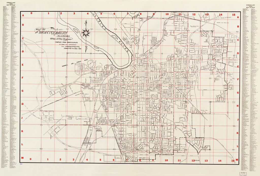 Vintage Map of Montgomery, Alabama 1956